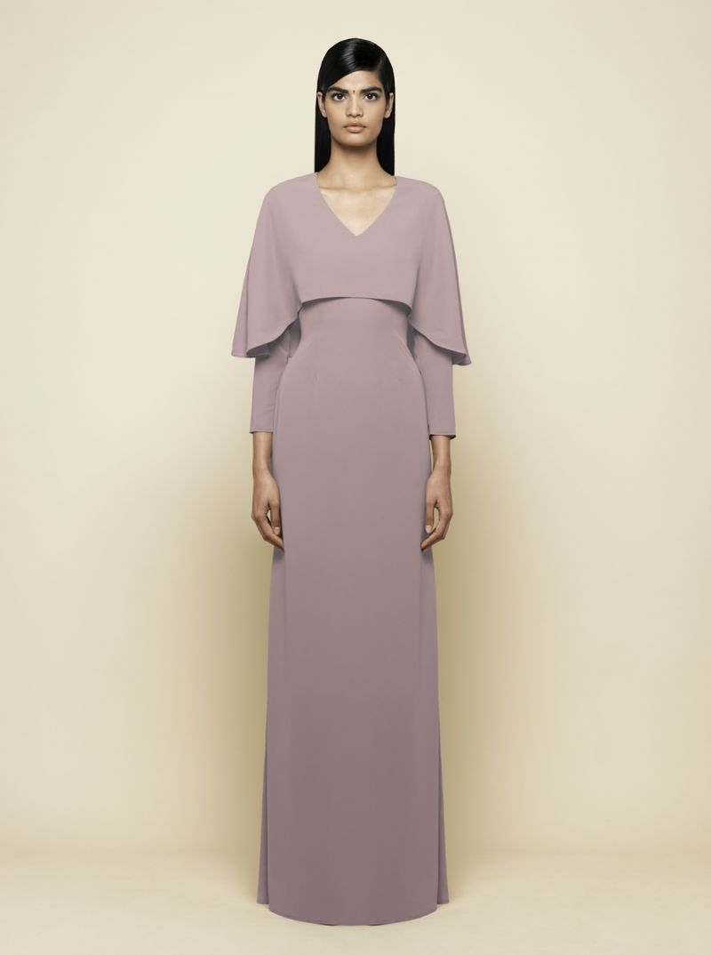 vestido largo de fiesta capa asimetrica para boda, nochevieja, verdemonica cordera